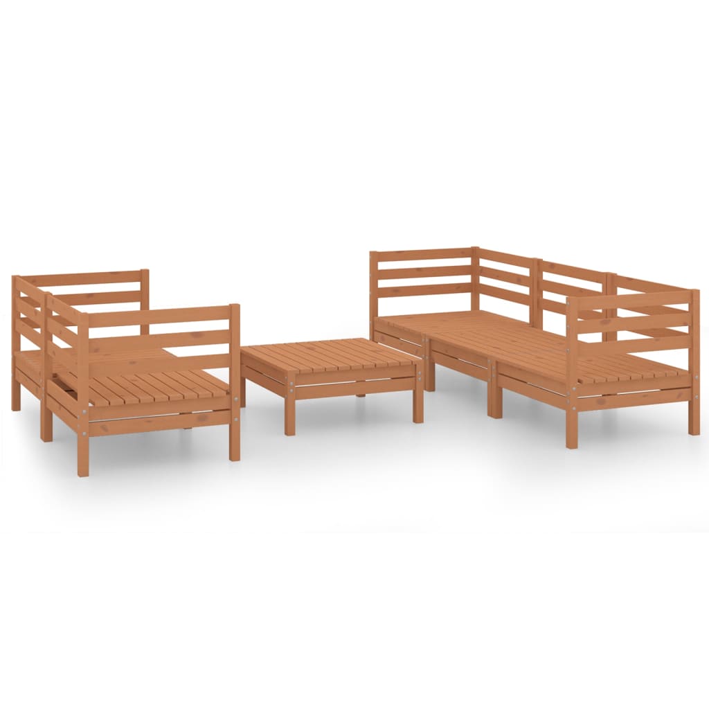 6-Delige Loungeset Massief Grenenhout Honingbruin