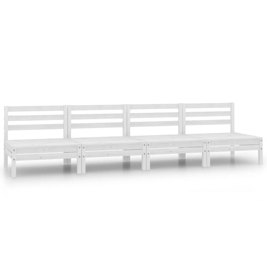 4-Delige Loungeset Massief Grenenhout Wit