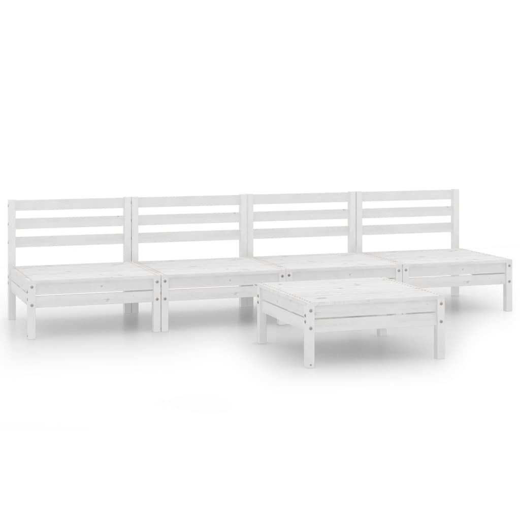 5-Delige Loungeset Massief Grenenhout Wit