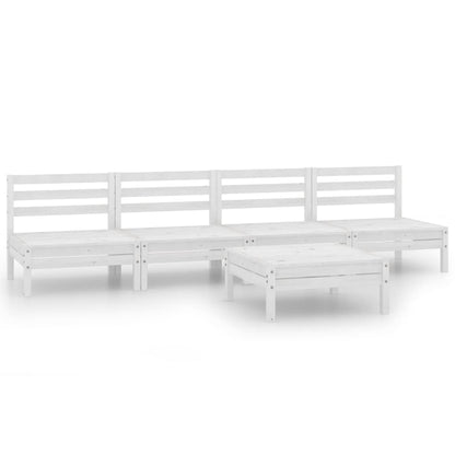 5-Delige Loungeset Massief Grenenhout Wit
