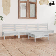 Loungeset 5-delig massief grenenhout wit