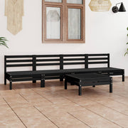 Loungeset 5-delig massief grenenhout zwart