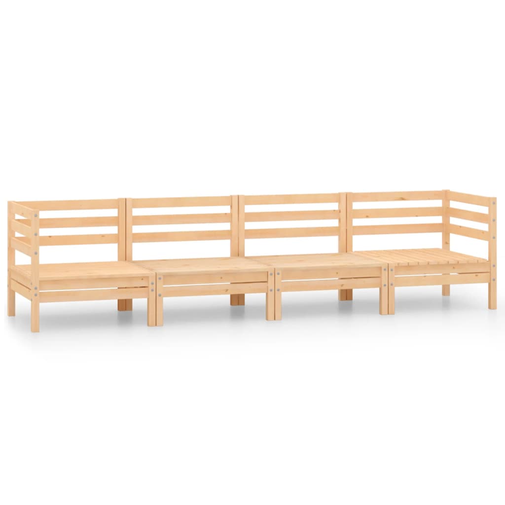 4-Delige Loungeset Massief Grenenhout Bruin