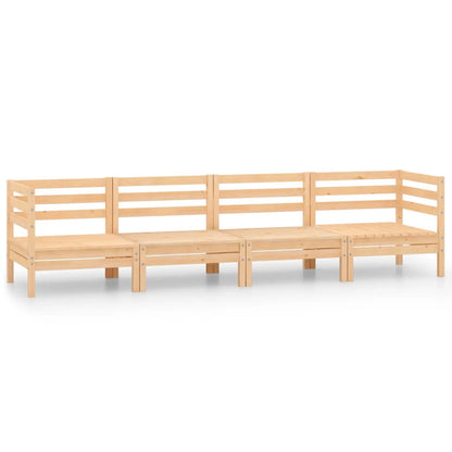4-Delige Loungeset Massief Grenenhout Bruin