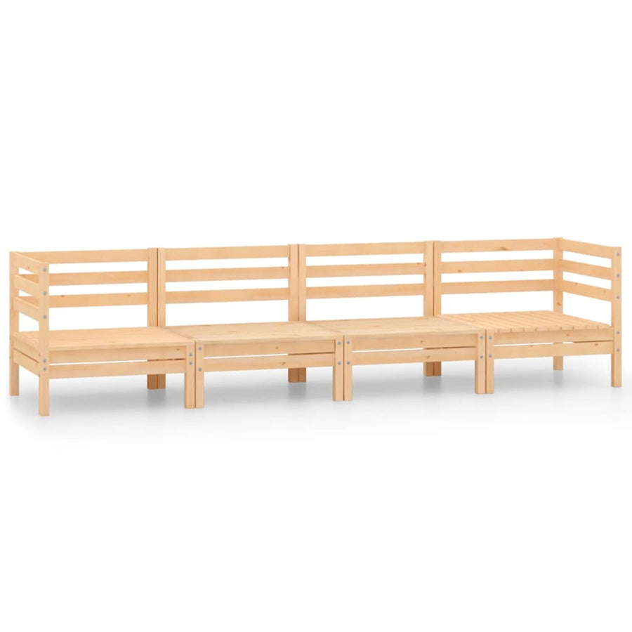 4-Delige Loungeset Massief Grenenhout Bruin