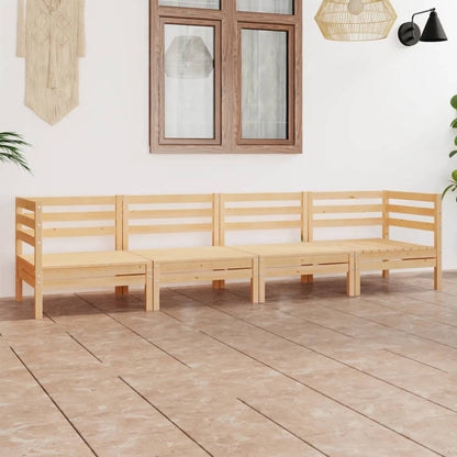 4-Delige Loungeset Massief Grenenhout Bruin