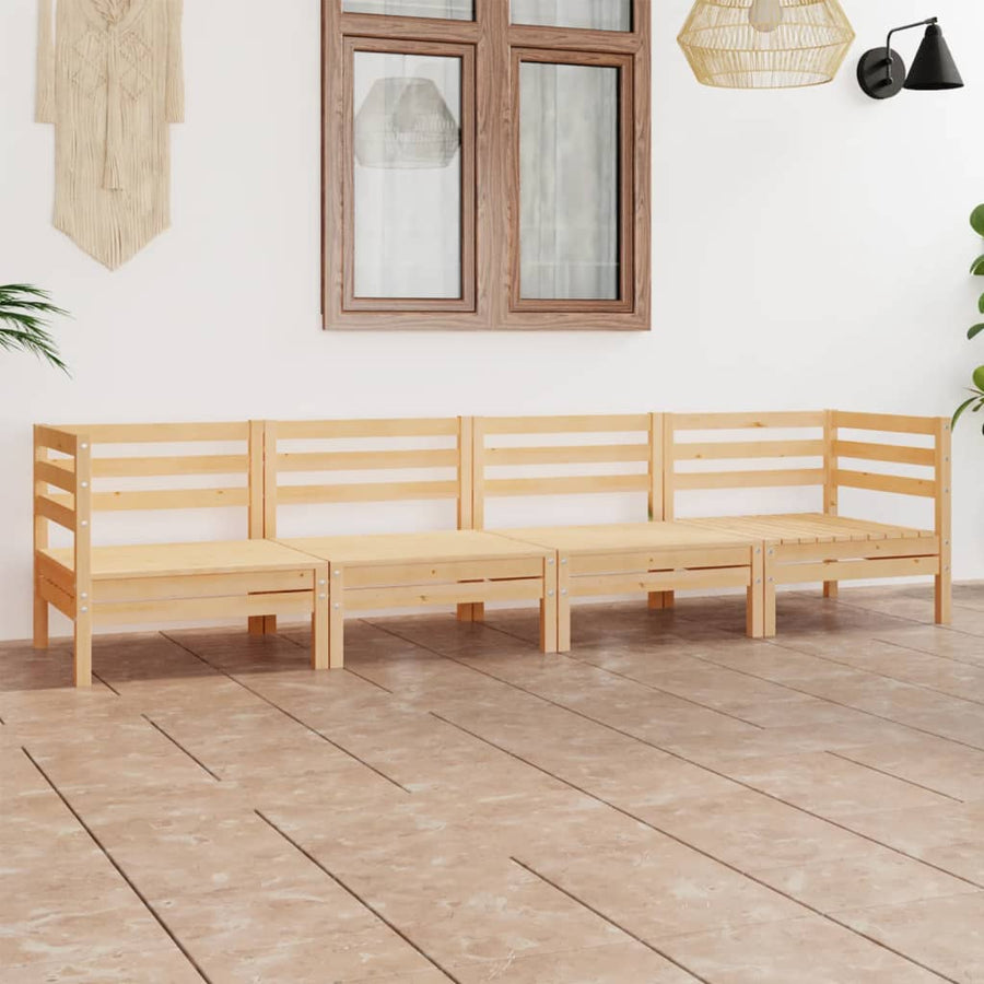 4-Delige Loungeset Massief Grenenhout Bruin