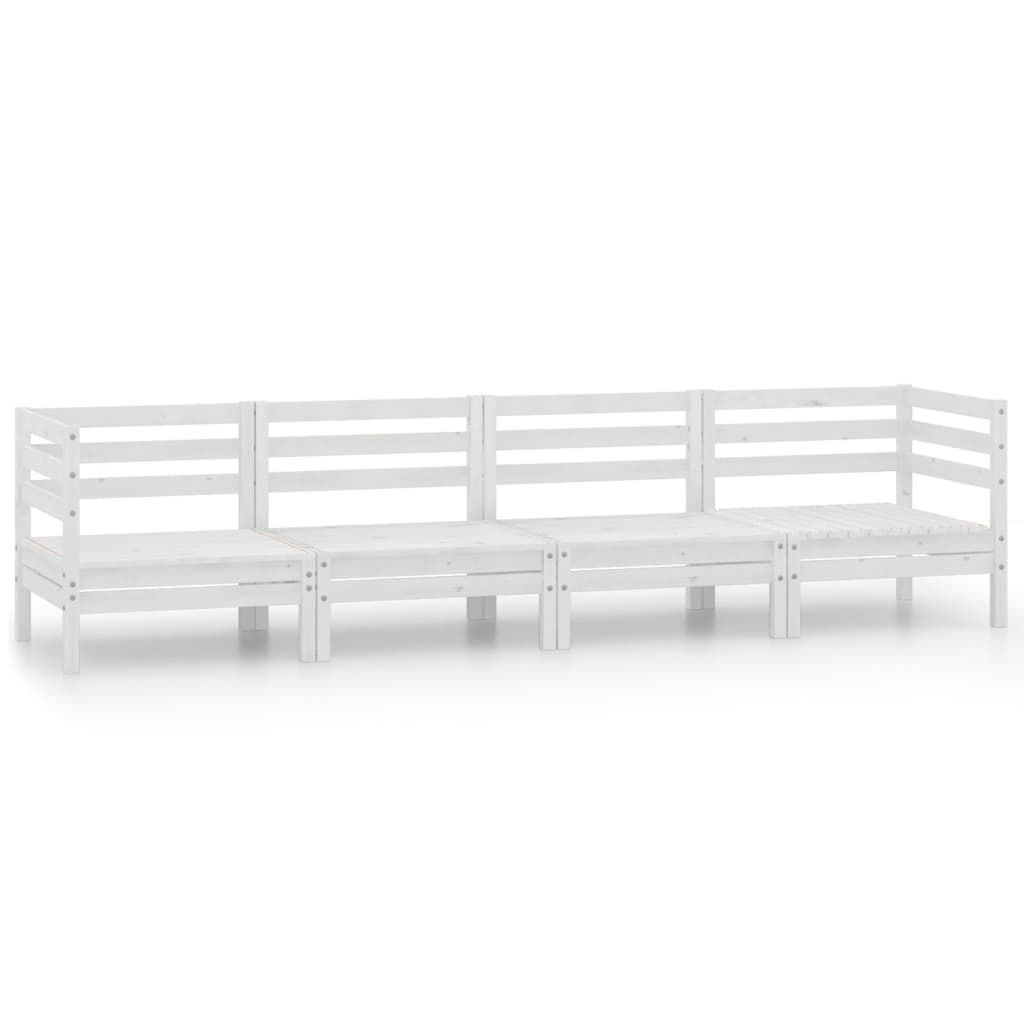 4-Delige Loungeset Massief Grenenhout Wit
