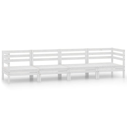 4-Delige Loungeset Massief Grenenhout Wit