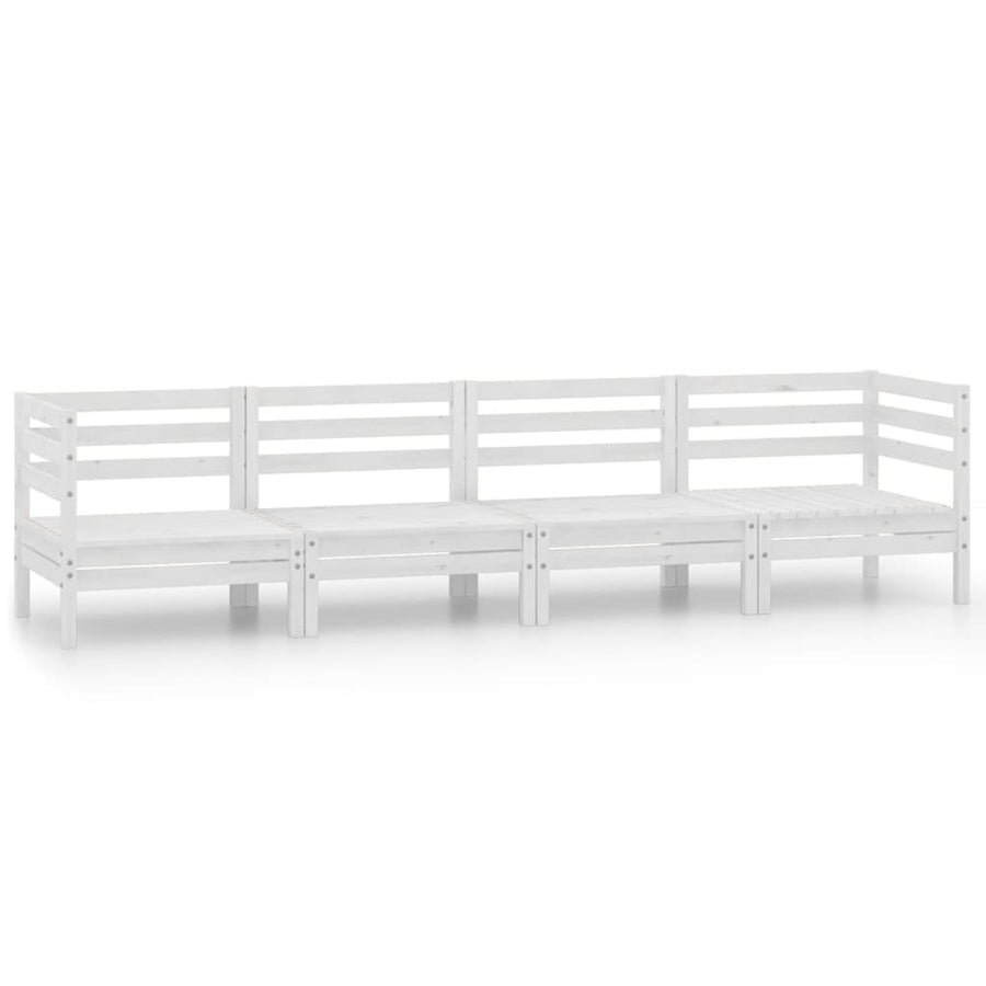 4-Delige Loungeset Massief Grenenhout Wit