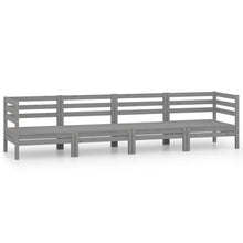 4-delige Loungeset massief grenenhout grijs