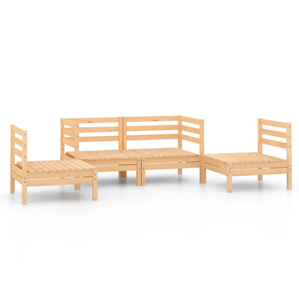 4-Delige Loungeset Massief Grenenhout Bruin