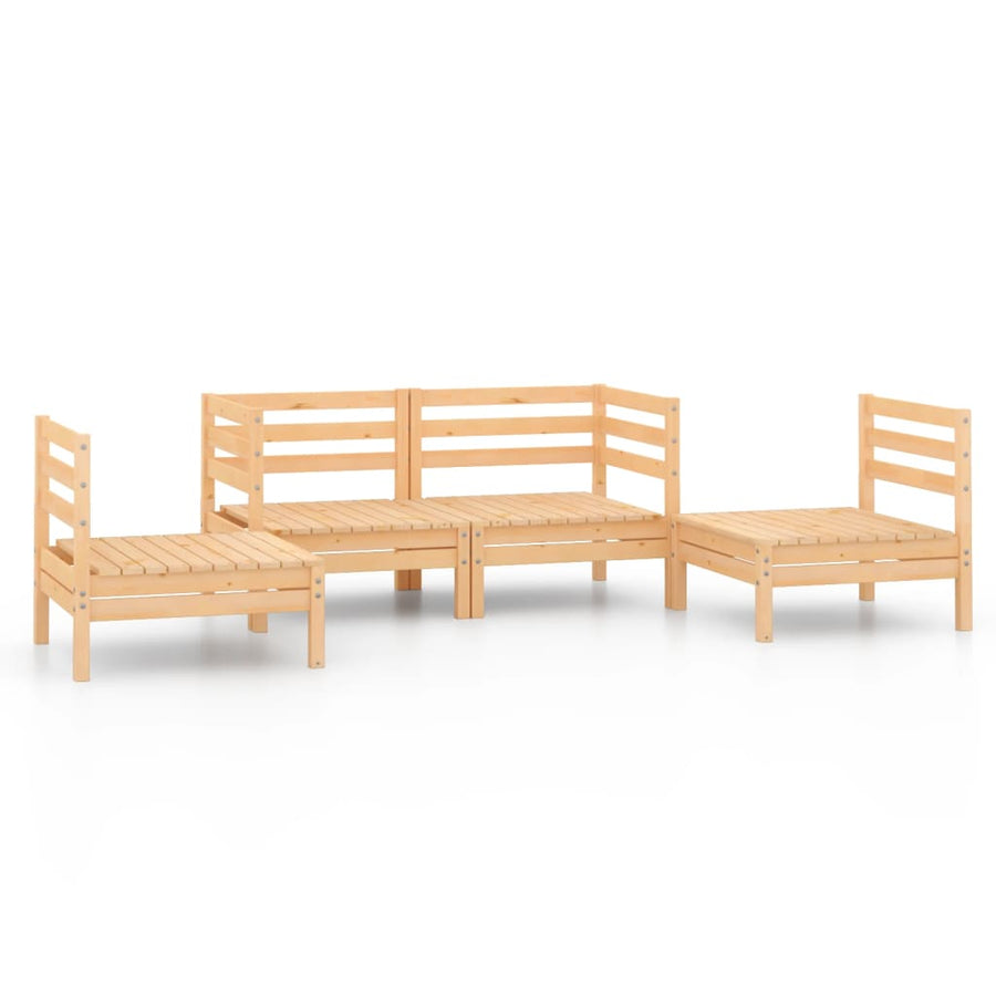 4-Delige Loungeset Massief Grenenhout Bruin