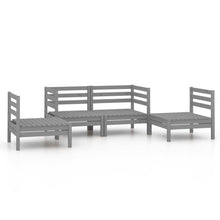 4-delige Loungeset massief grenenhout grijs