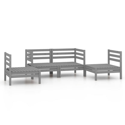 4-delige Loungeset massief grenenhout grijs