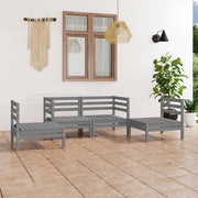 Loungeset massief grenenhout grijs 4-delig