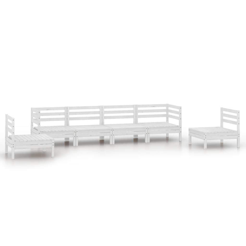 6-Delige Loungeset Massief Grenenhout Wit