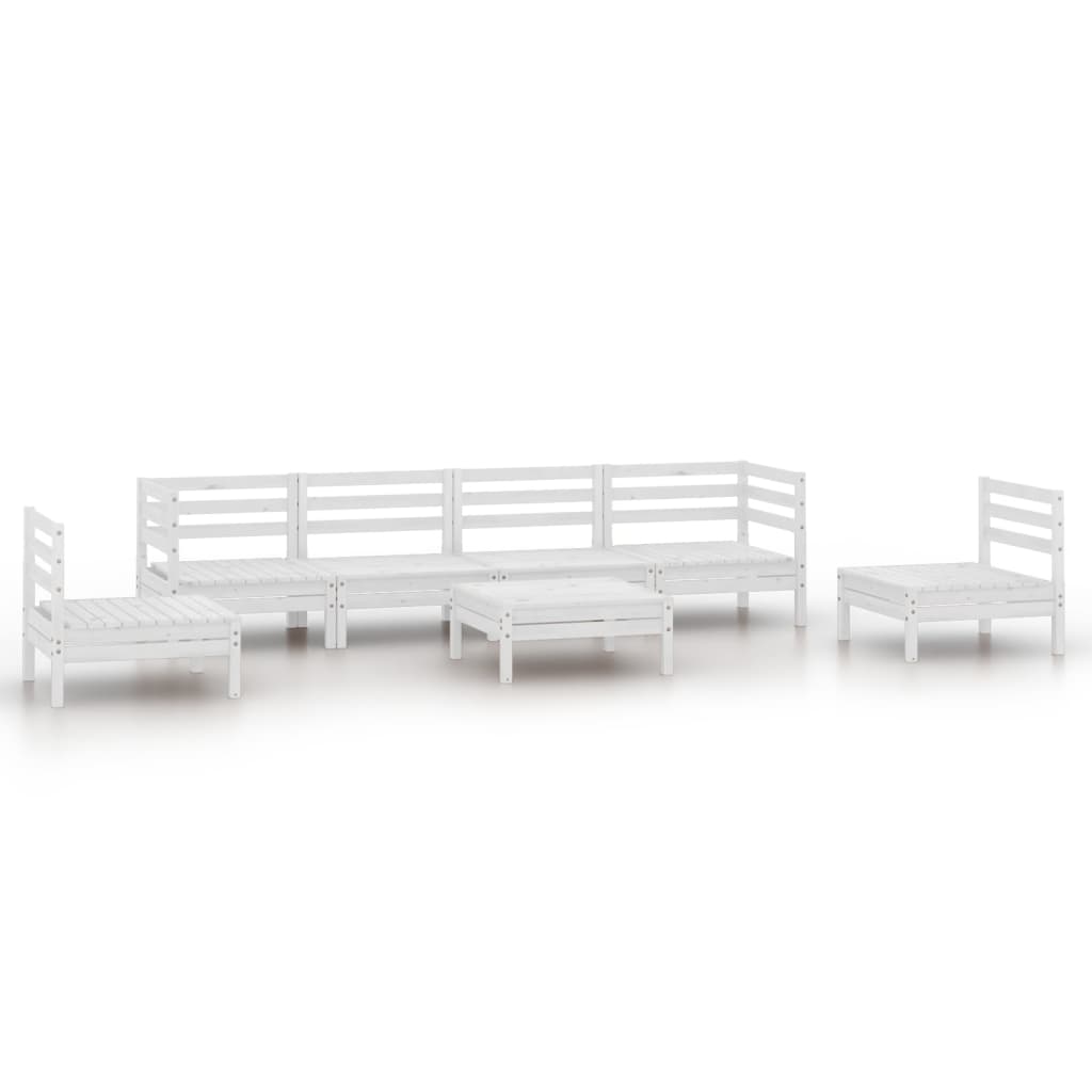 7-Delige Loungeset Massief Grenenhout Wit