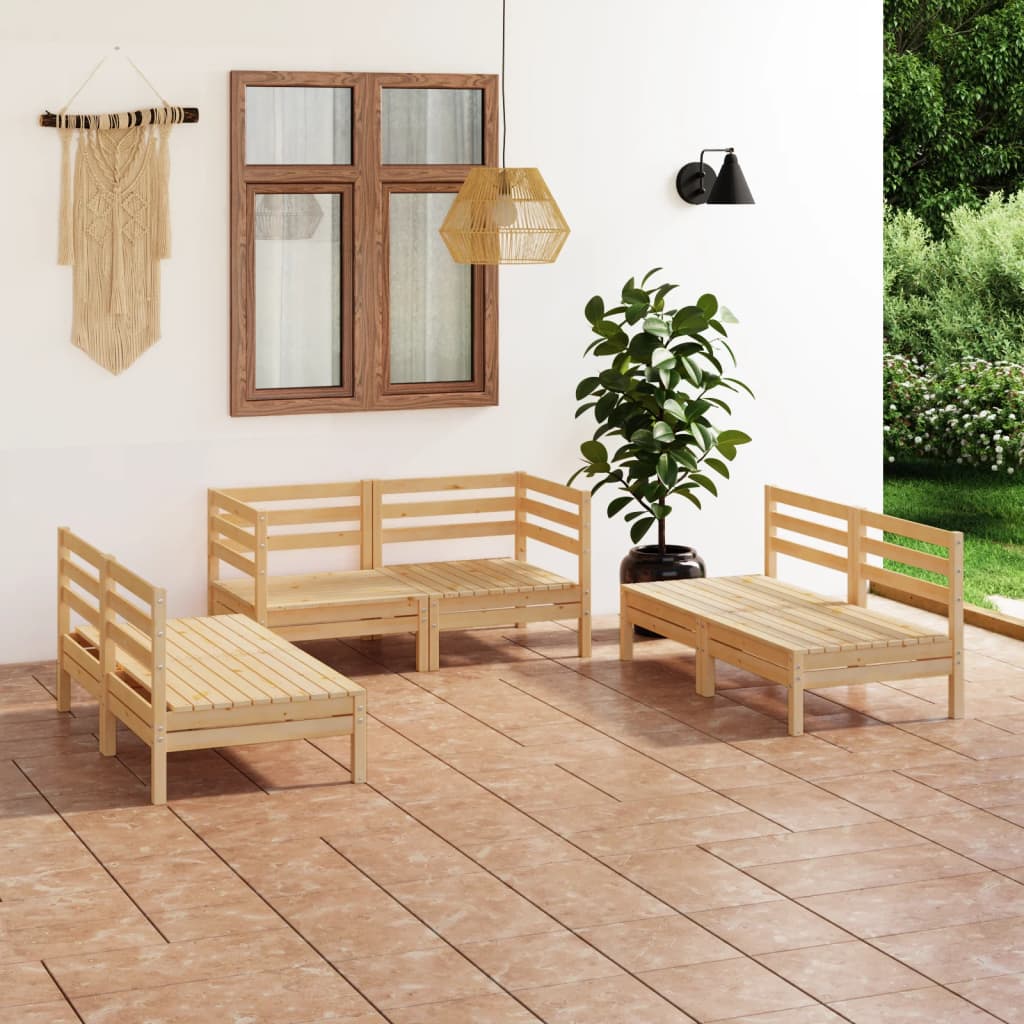 6-Delige Loungeset Massief Grenenhout Bruin