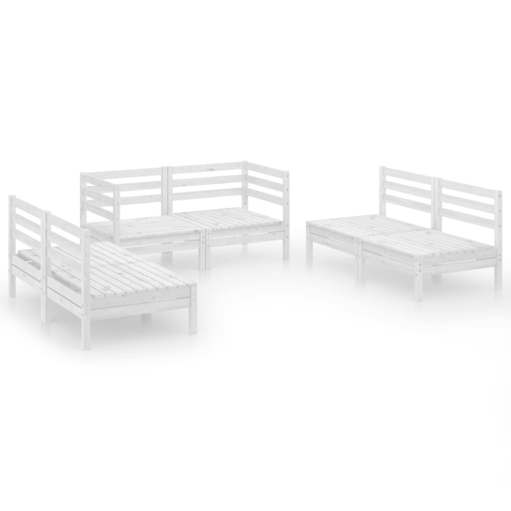 6-Delige Loungeset Massief Grenenhout Wit