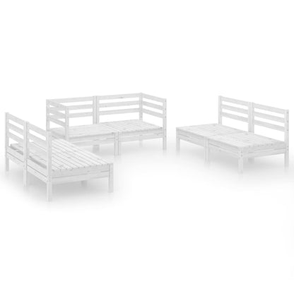 6-Delige Loungeset Massief Grenenhout Wit