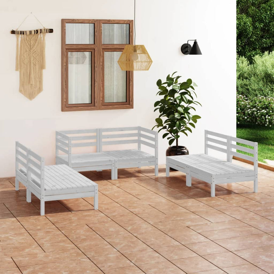 6-Delige Loungeset Massief Grenenhout Wit