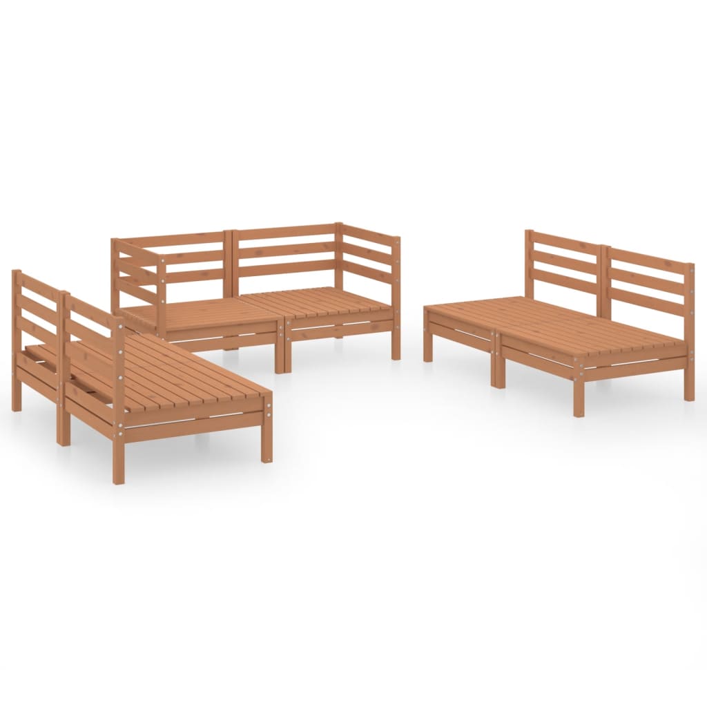 6-Delige Loungeset Massief Grenenhout Honingbruin