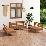 Loungeset 6-delig massief grenenhout honingbruin