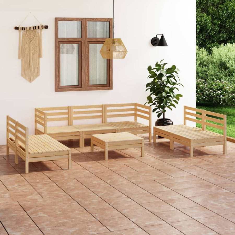 8-Delige Loungeset Massief Grenenhout Bruin