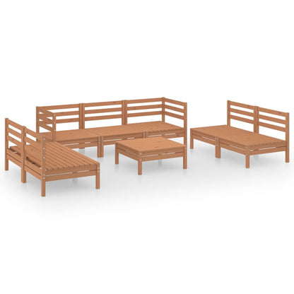 8-Delige Loungeset Massief Grenenhout Honingbruin