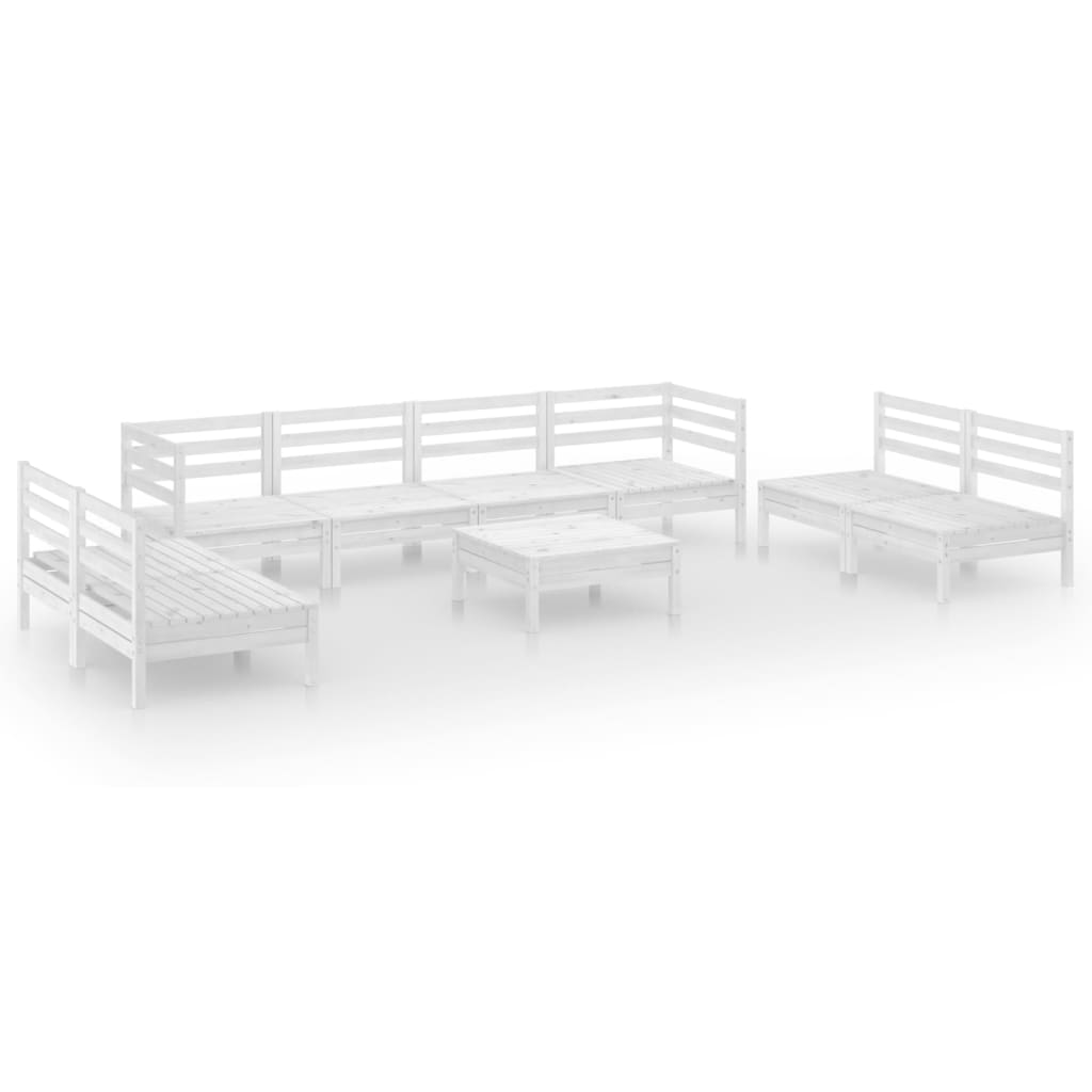 9-Delige Loungeset Massief Grenenhout Wit
