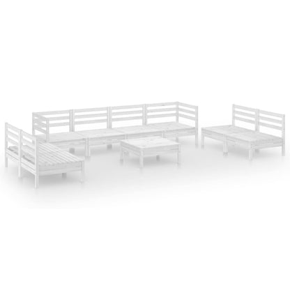 9-Delige Loungeset Massief Grenenhout Wit