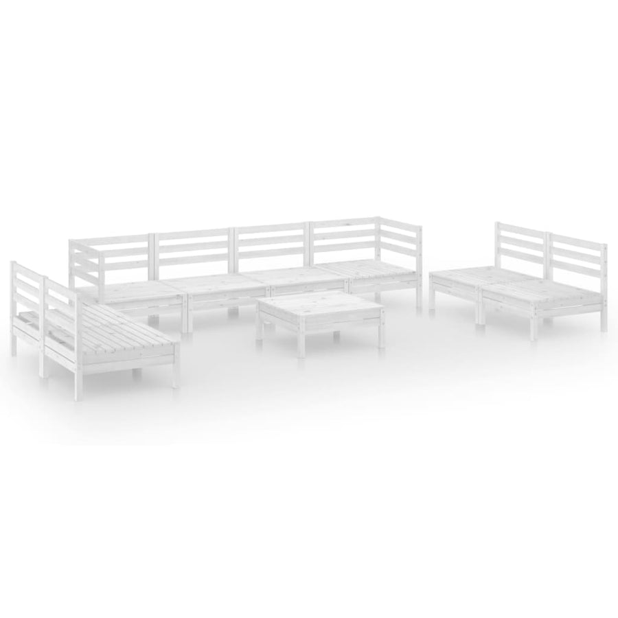 9-Delige Loungeset Massief Grenenhout Wit