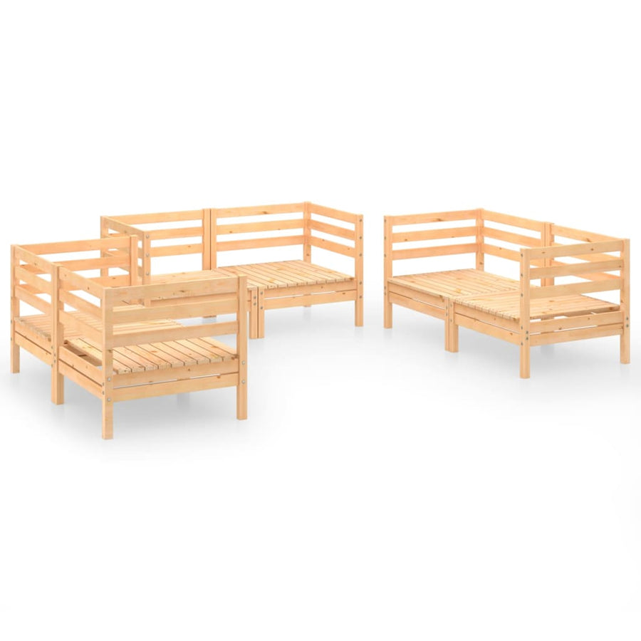 6-Delige Loungeset Massief Grenenhout Bruin