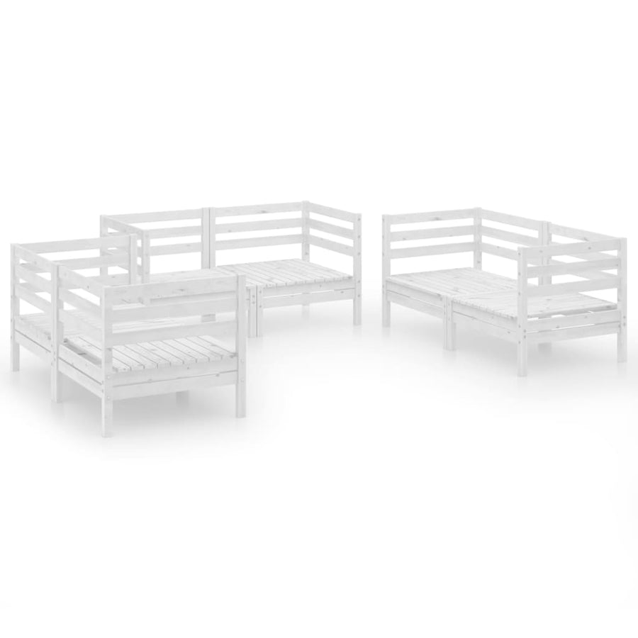 6-Delige Loungeset Massief Grenenhout Wit