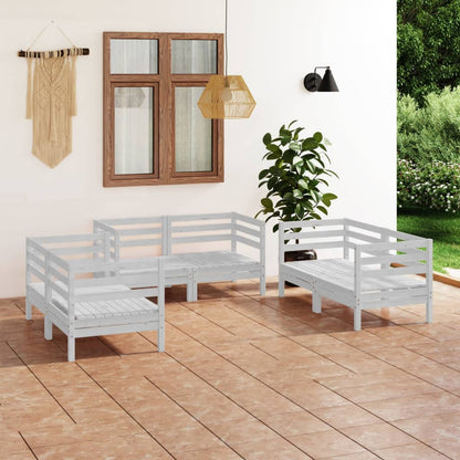 6-Delige Loungeset Massief Grenenhout Wit
