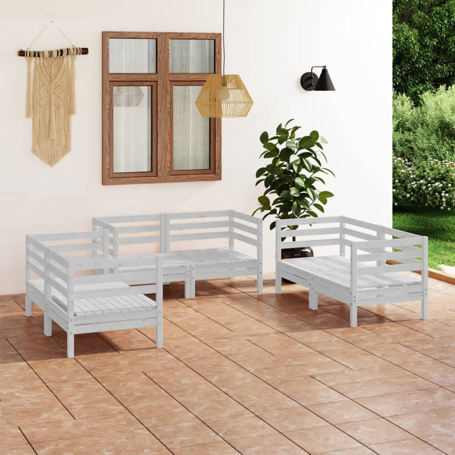 6-Delige Loungeset Massief Grenenhout Wit