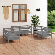 Loungeset 6-delig massief grenenhout grijs