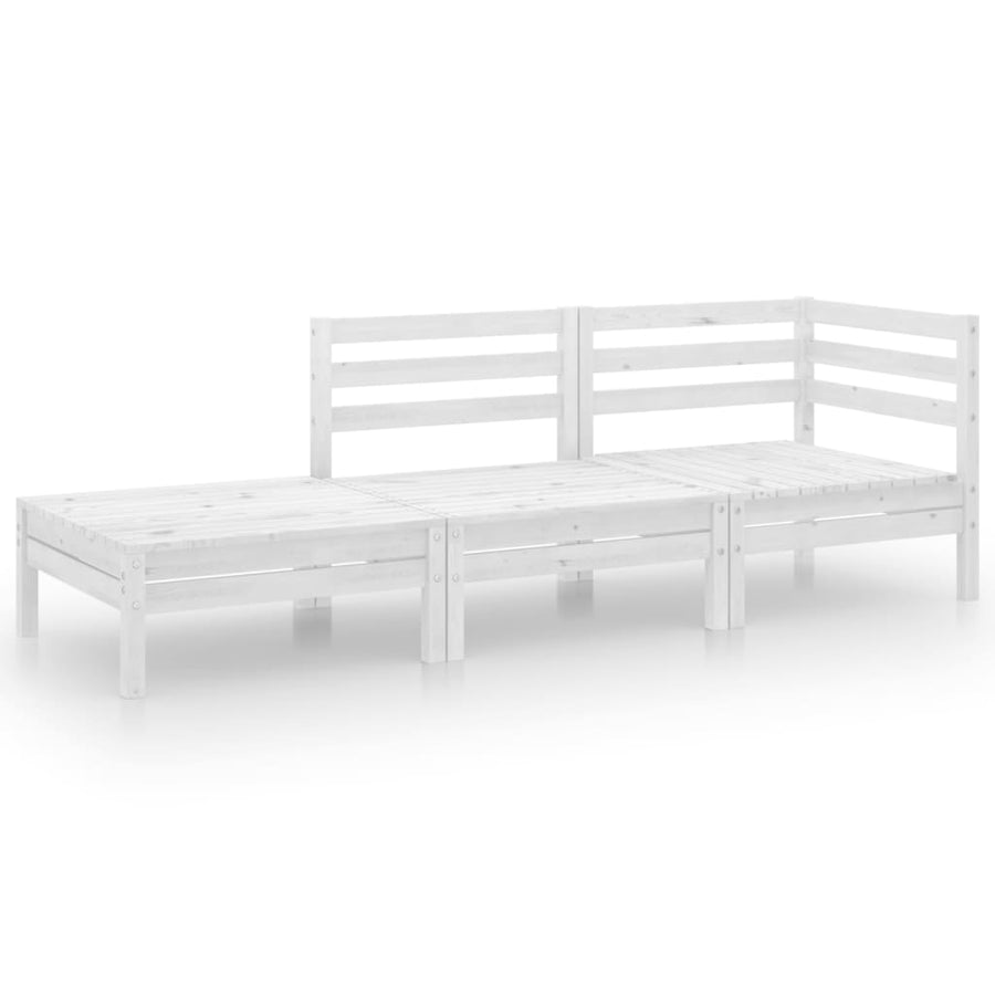 3-Delige Loungeset Massief Grenenhout Wit
