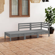 Loungeset 3-delig massief grenenhout grijs
