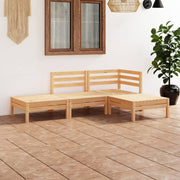 Loungeset 4-delig massief grenenhout bruin