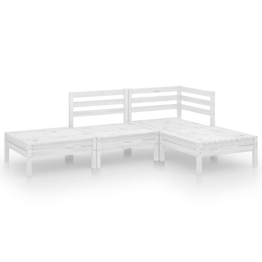 4-Delige Loungeset Massief Grenenhout Wit 1