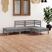 Loungeset 4-delig massief grenenhout grijs