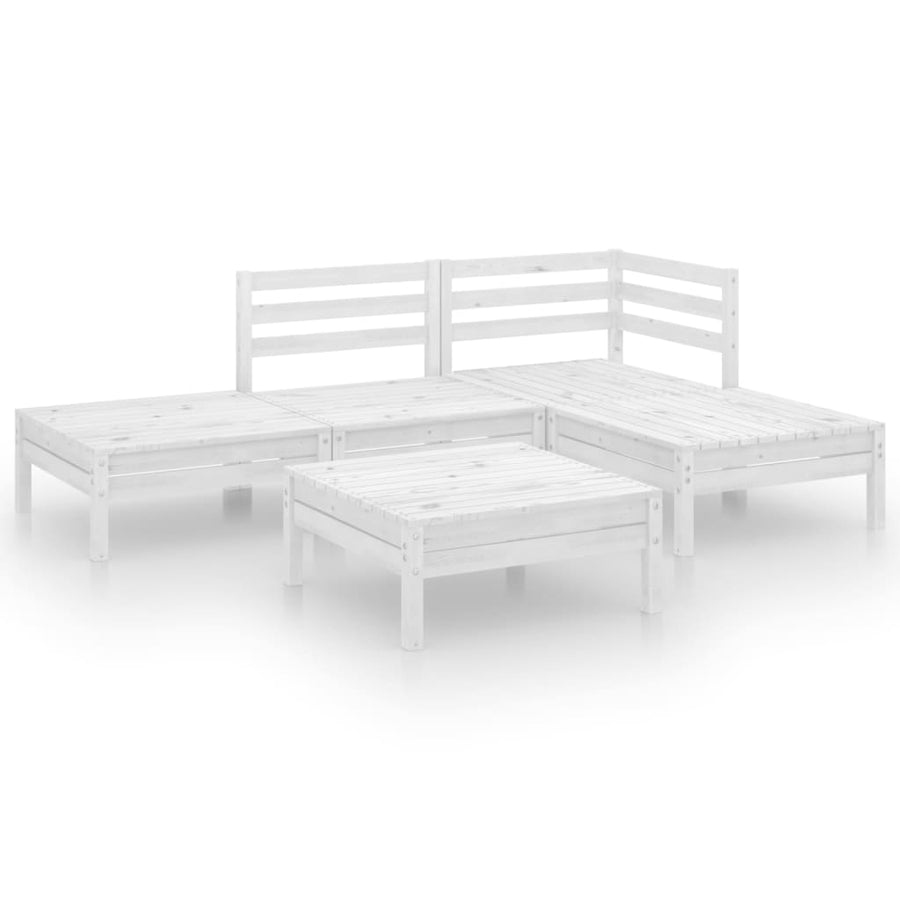 5-Delige Loungeset Massief Grenenhout Wit