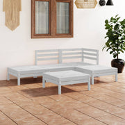Loungeset 5-delig massief grenenhout wit