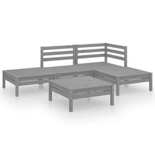5-Delige Loungeset Massief Grenenhout Grijs