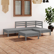 Loungeset 5-delig massief grenenhout grijs