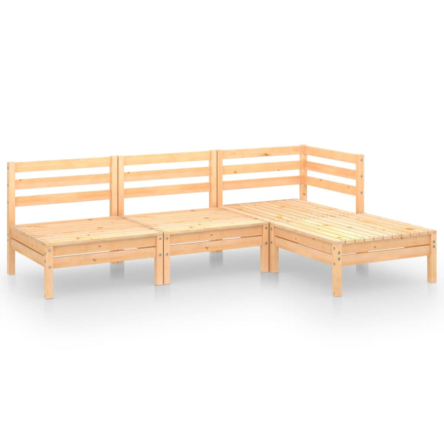 4-Delige Loungeset Massief Grenenhout Bruin