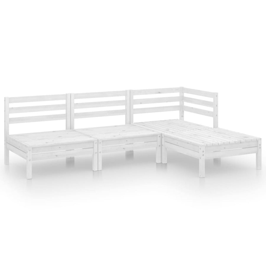 4-Delige Loungeset Massief Grenenhout Wit