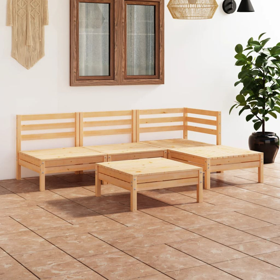 5-Delige Loungeset Massief Grenenhout Wit